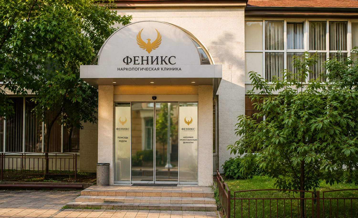 Вход в наркологическую клинику «Феникс» в Раменском